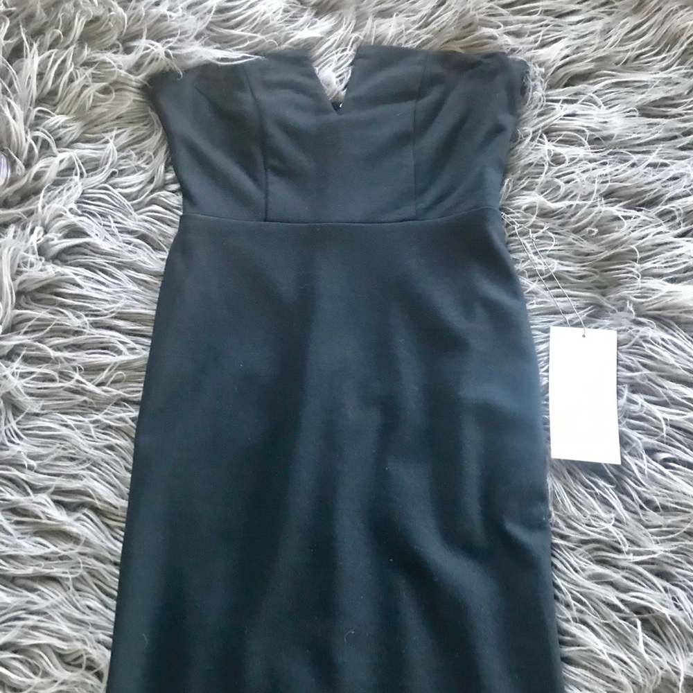 Black mini strapless cocktail dress